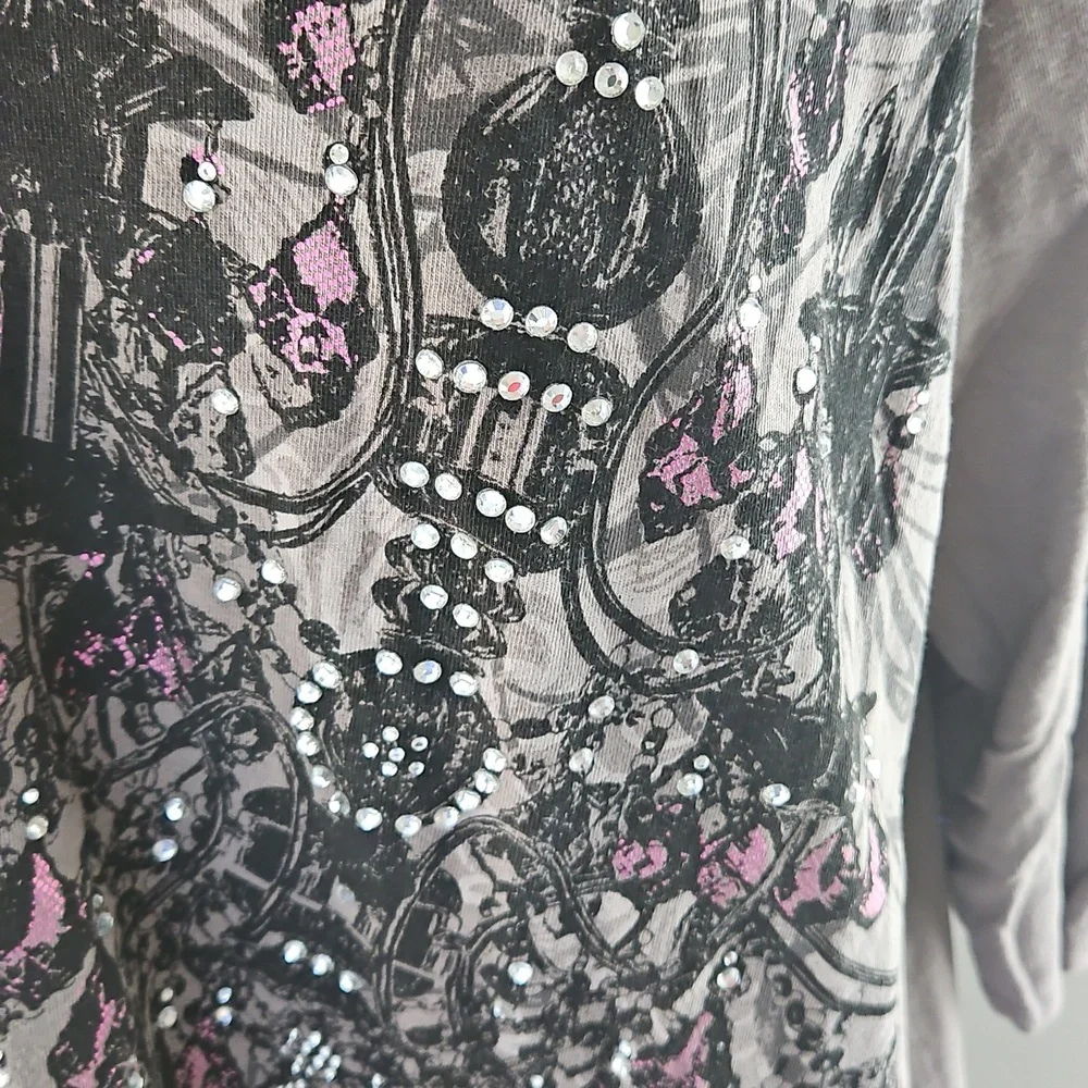 Lane Bryant distressed tee with bling - Picture 2 of 5